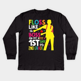 2nd Grade Floss Like a Boss Back to School Shirt First Day Kids Long Sleeve T-Shirt